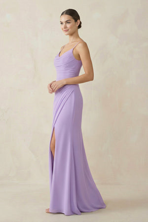 Ruched Sheath Spaghetti Strap Chiffon Bridesmaid Dress - KISS BRIDAL Bridesmaid Dresses