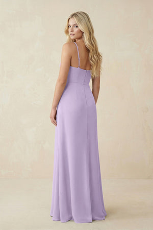 Ruched Sheath Spaghetti Strap Chiffon Bridesmaid Dress in Lavender - KISS BRIDAL BRIDESMAID DRESSES