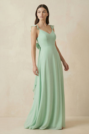 Ruffled Sleeve A - Line Chiffon Bridesmaid Dress - KISS BRIDAL Bridesmaid Dresses