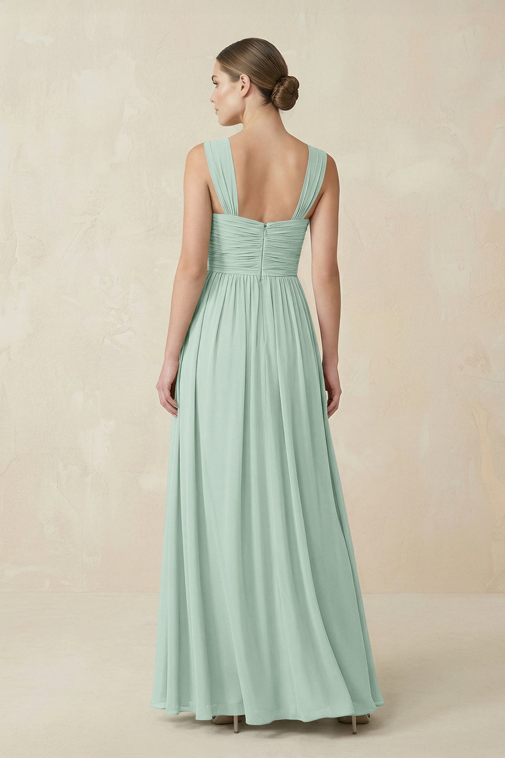 Sweetheart Pleated Chiffon A-Line Bridesmaid Dress in Sage