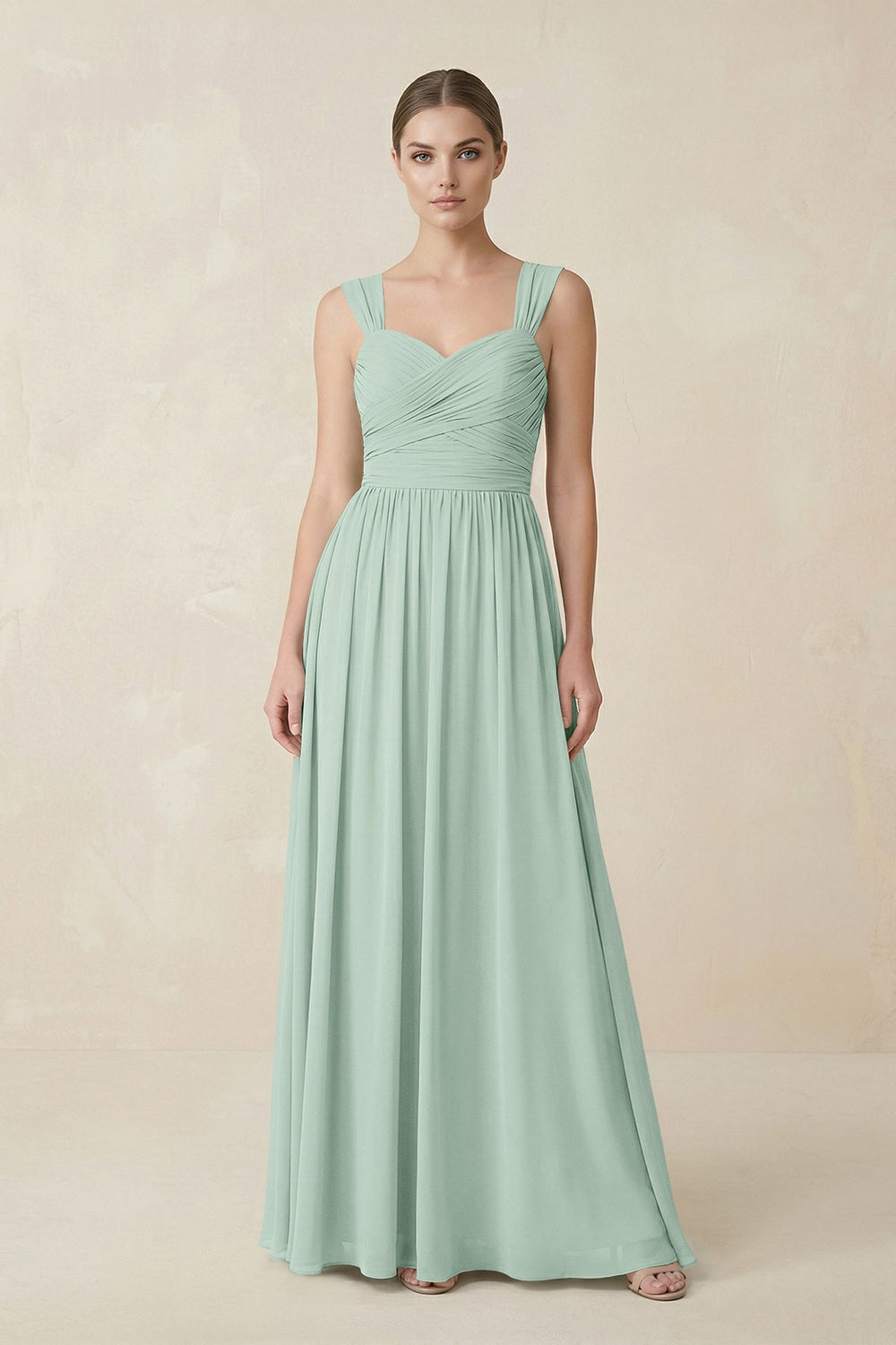 Sweetheart Pleated Chiffon A-Line Bridesmaid Dress in Sage