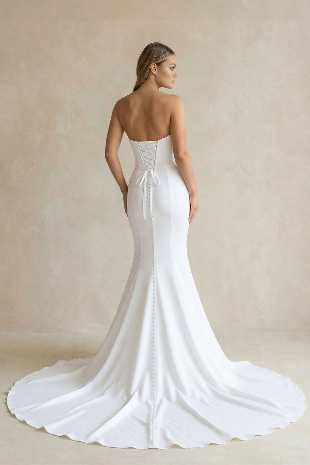Simple Mermaid Satin Strapless Wedding Dress