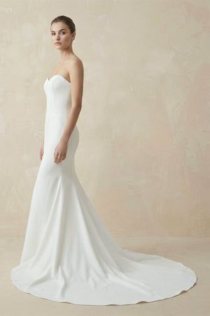 Satin Sweep - Train Long Mermaid Wedding Dress in White - KISS BRIDAL Wedding Dresses