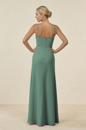 Sea Glass Cami Strap Chiffon Sheath Bridesmaid Gown (2) | KISSBRIDAL