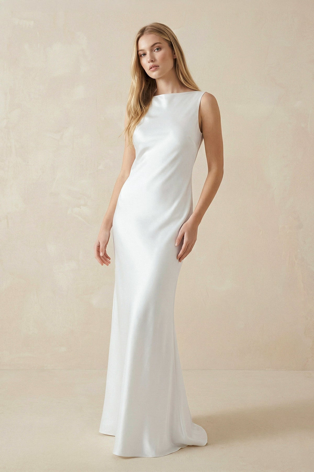 Smiple Satin Sheath Wedding Dress