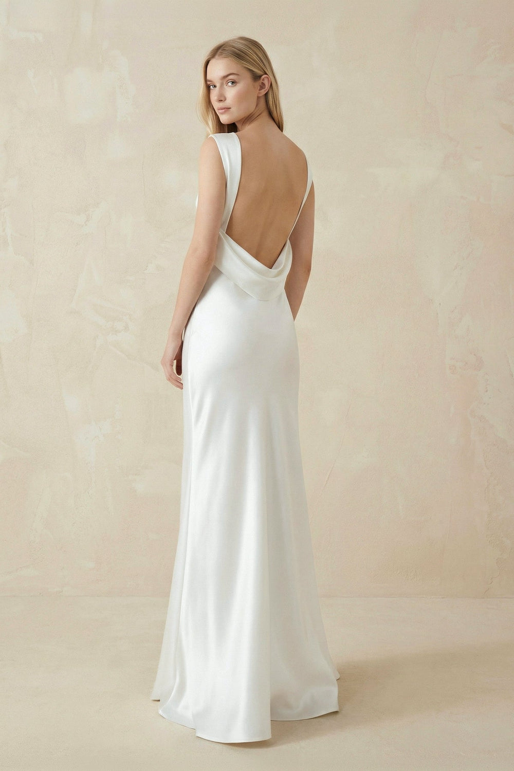 Smiple Satin Sheath Wedding Dress