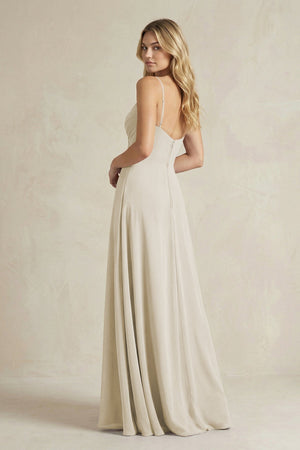 Sheath Cami Strap Ruched Chiffon Bridesmaid Dress in Dove Gray - KISS BRIDAL Bridesmaid Dresses