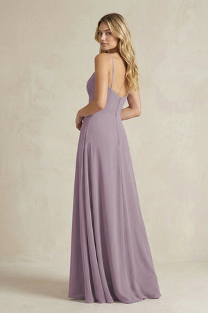 Sheath Cami Strap Ruched Chiffon Bridesmaid Dress in Dusk (2) | KISSBRIDAL