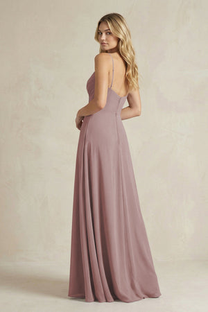 Sheath Cami Strap Ruched Chiffon Bridesmaid Dress in Dusty Rose (2) | KISSBRIDAL