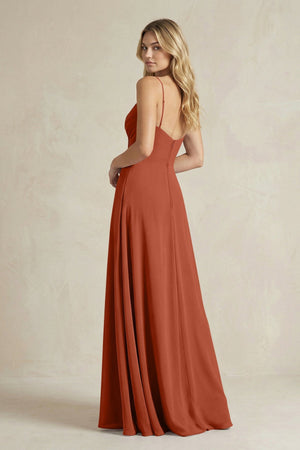 Sheath Cami Strap Ruched Chiffon Bridesmaid Dress in Spice - KISS BRIDAL Bridesmaid Dresses