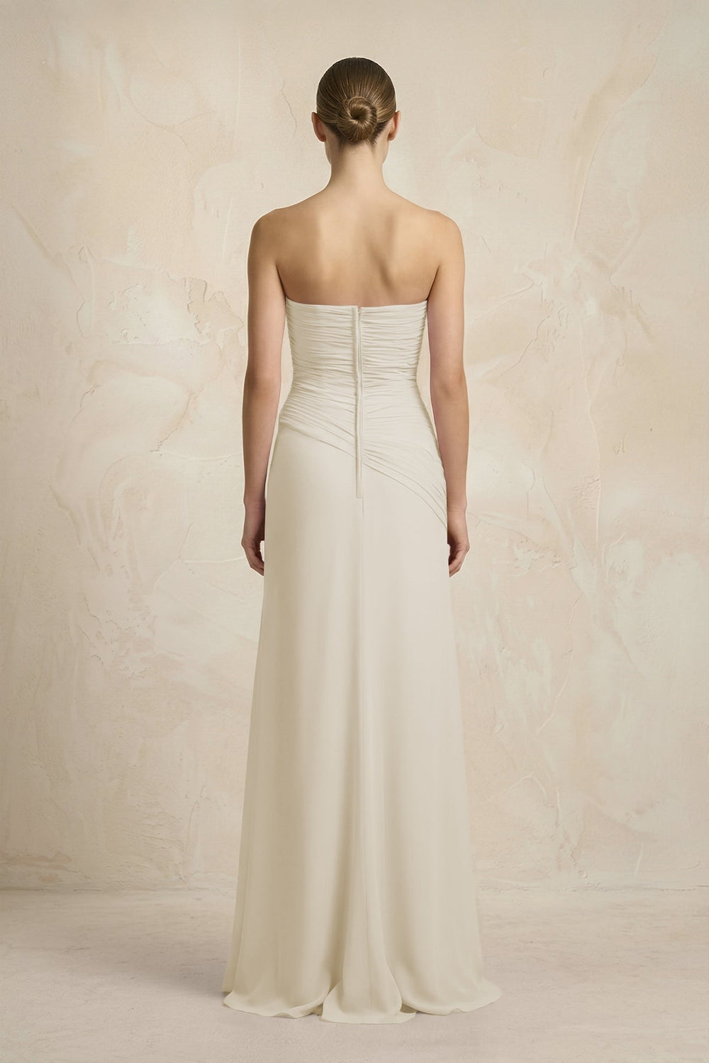 Sheath Chiffon Strapless Pleated Bridesmaid Dress in Dove Gray