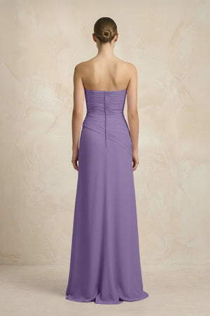 Sheath Chiffon Strapless Pleated Bridesmaid Dress in Tahiti (2) | KISSBRIDAL