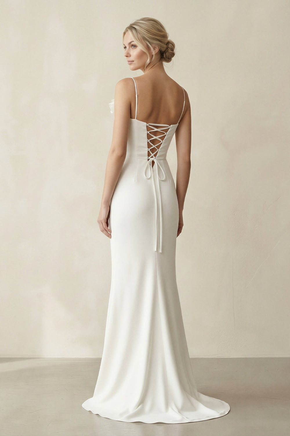 Sheath Cowl Neck Satin Maxi Wedding Dress in White