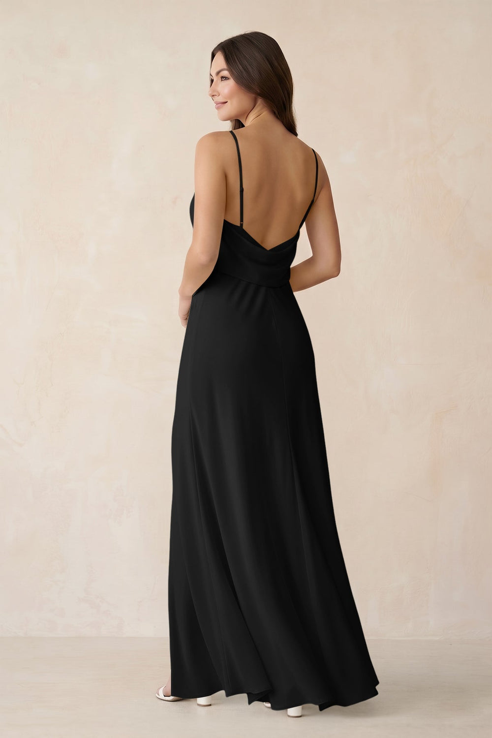 Sheath Satin Bridesmaid Dress with Side Slit in Black