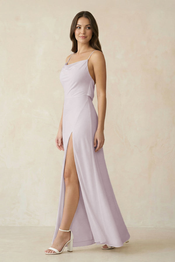 Sheath Satin Bridesmaid Dress with Side Slit in Dusk - KISS BRIDAL Bridesmaid Dresses
