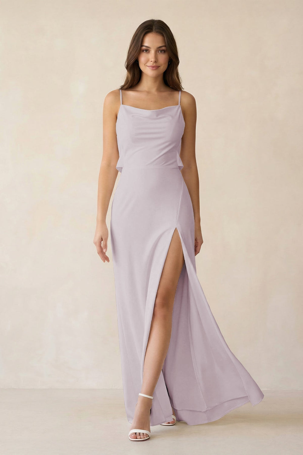 Sheath Satin Bridesmaid Dress with Side Slit in Dusk
