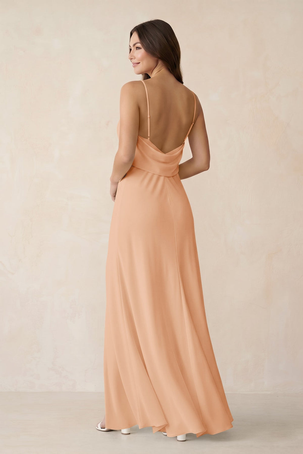 Sheath Satin Bridesmaid Dress with Side Slit in Golden Champagne