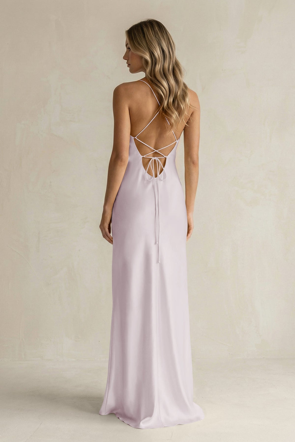 Sheath Satin Spaghetti Strap Bridesmaid Dress in Dusk