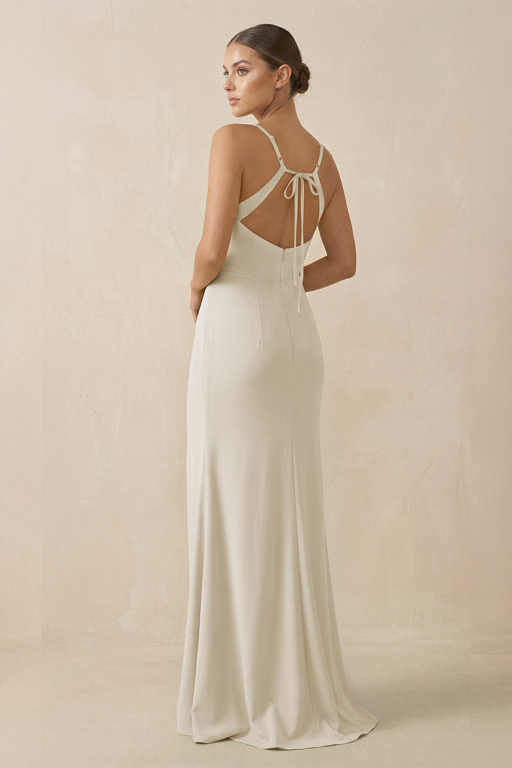 Sheath Spaghetti Straps Chiffon Long Bridesmaid Dress in Dove Gray