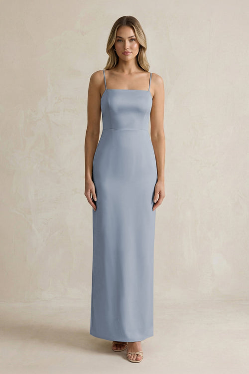 Sheath Spaghetti Straps Satin Bridesmaid Dress in Twilight - KISS BRIDAL Bridesmaid Dresses