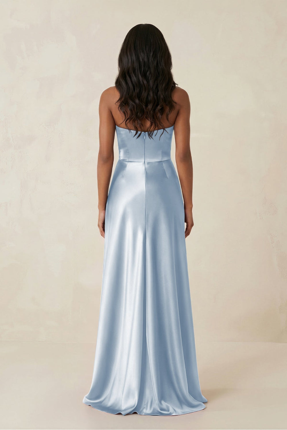 Sheath Strapless Ruffled Satin Bridesmaid Dress in Ice