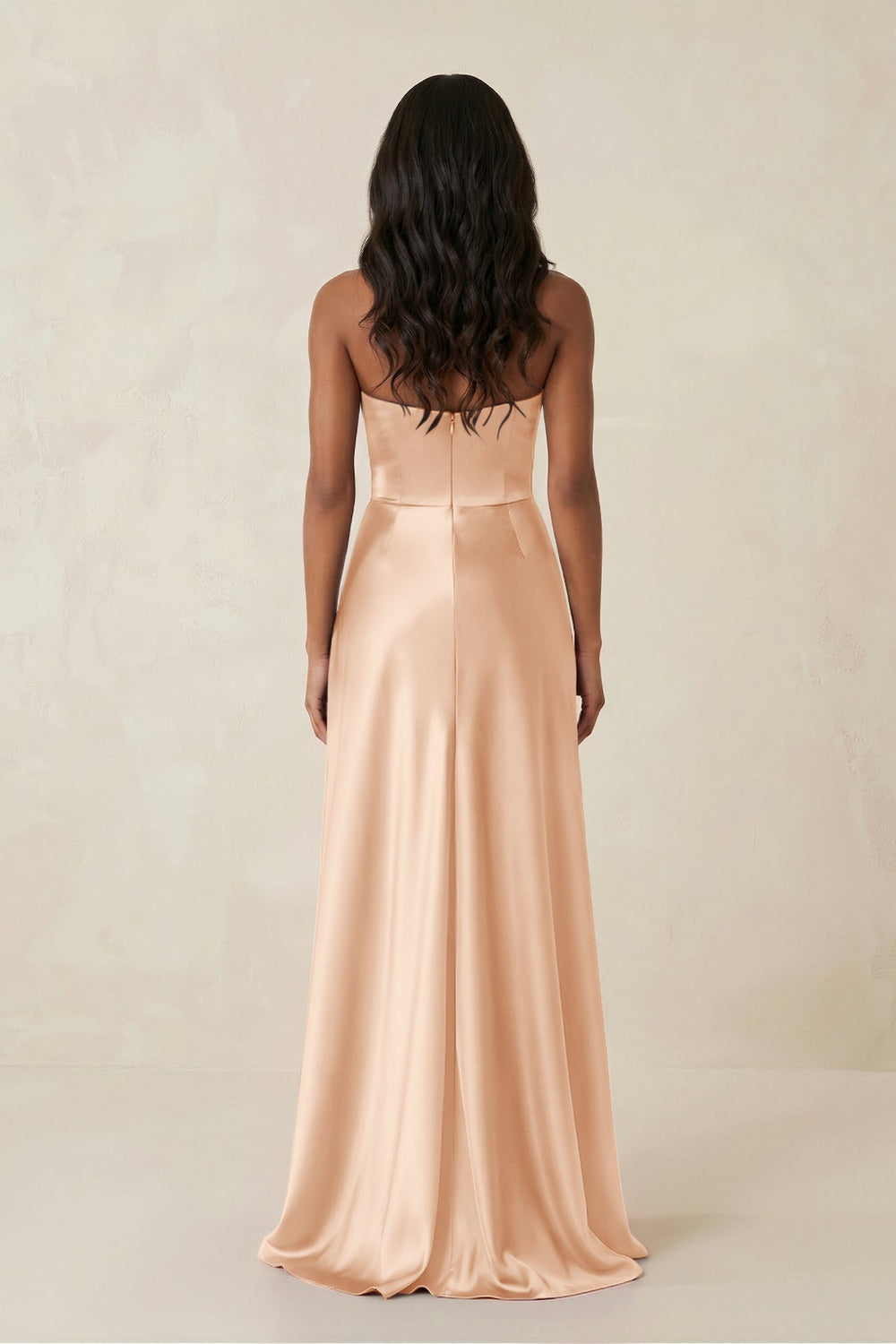 Sheath Strapless Ruffled Satin Bridesmaid Dress in Pale Blush