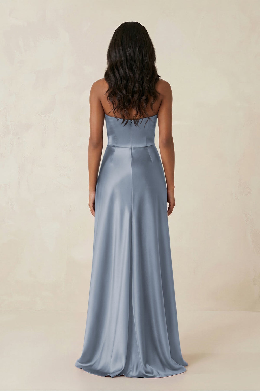 Sheath Strapless Ruffled Satin Bridesmaid Dress in Twilight