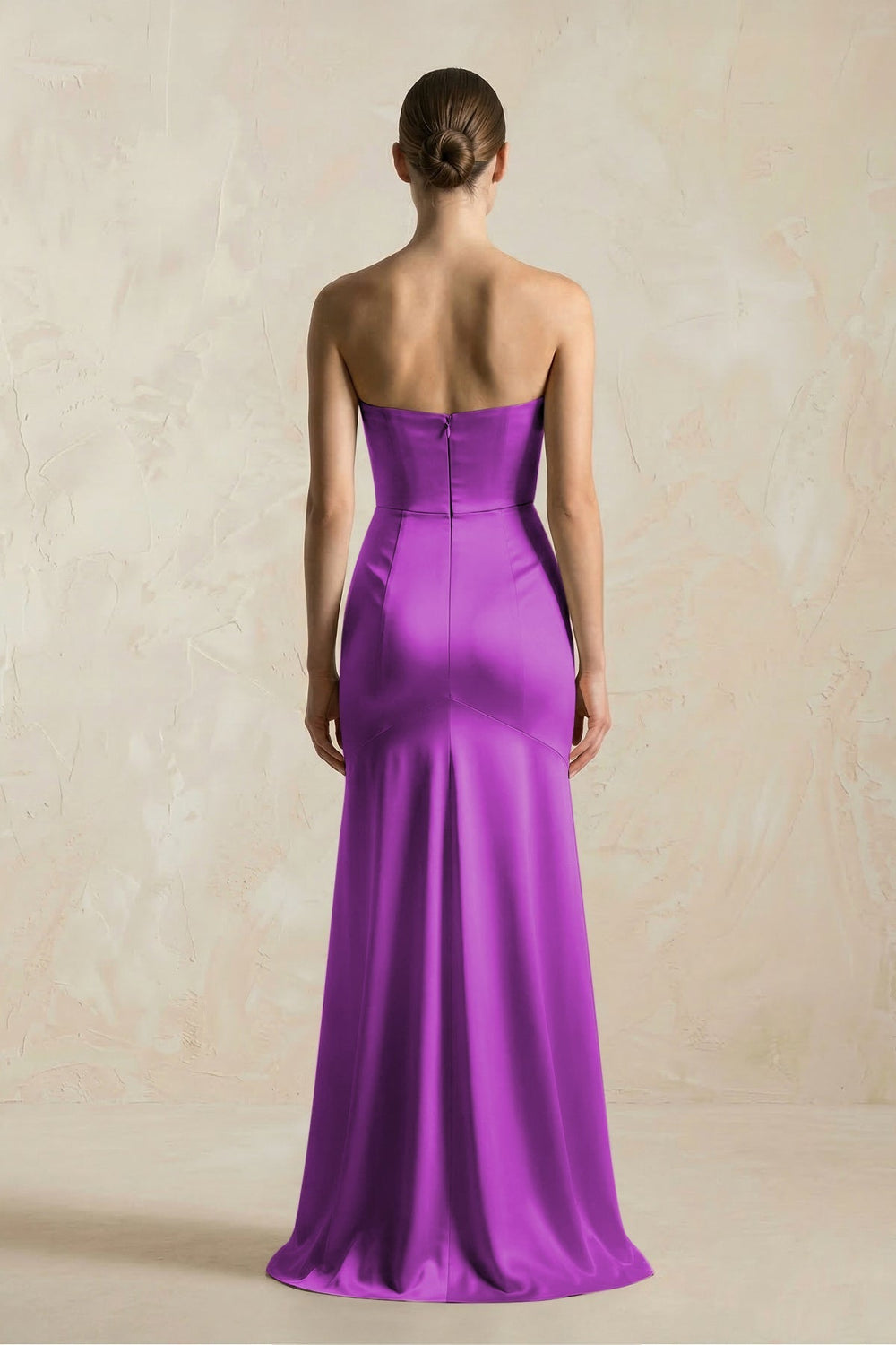 Sheath Sweetheart Corset Satin Bridesmaid Dress in Amethyst