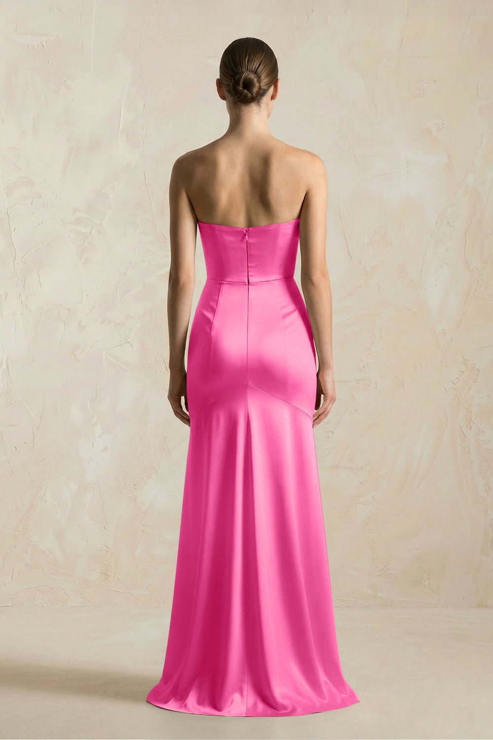 Sheath Sweetheart Corset Satin Bridesmaid Dress in Bon Bon Pink