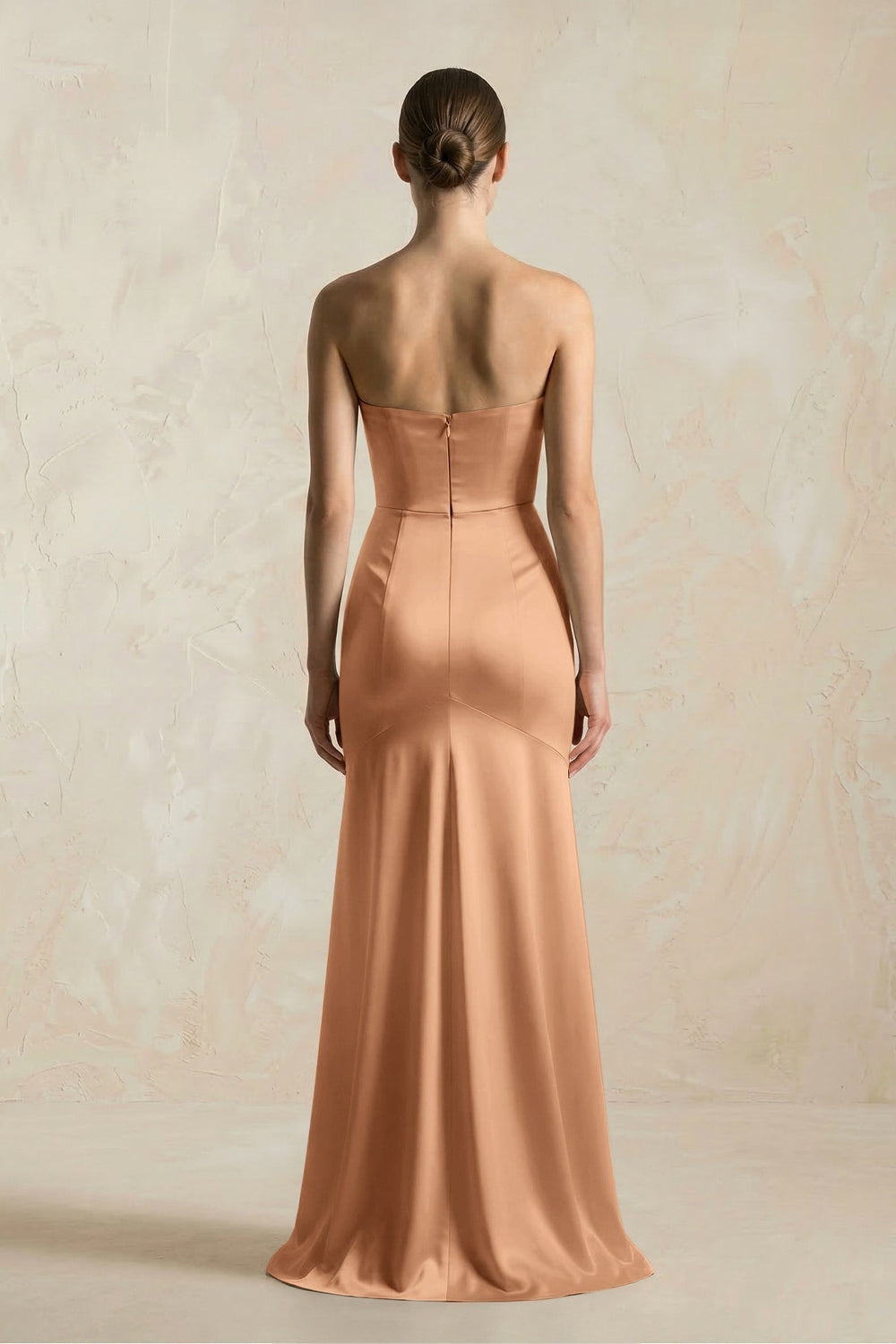 Sheath Sweetheart Corset Satin Bridesmaid Dress in Bronzer