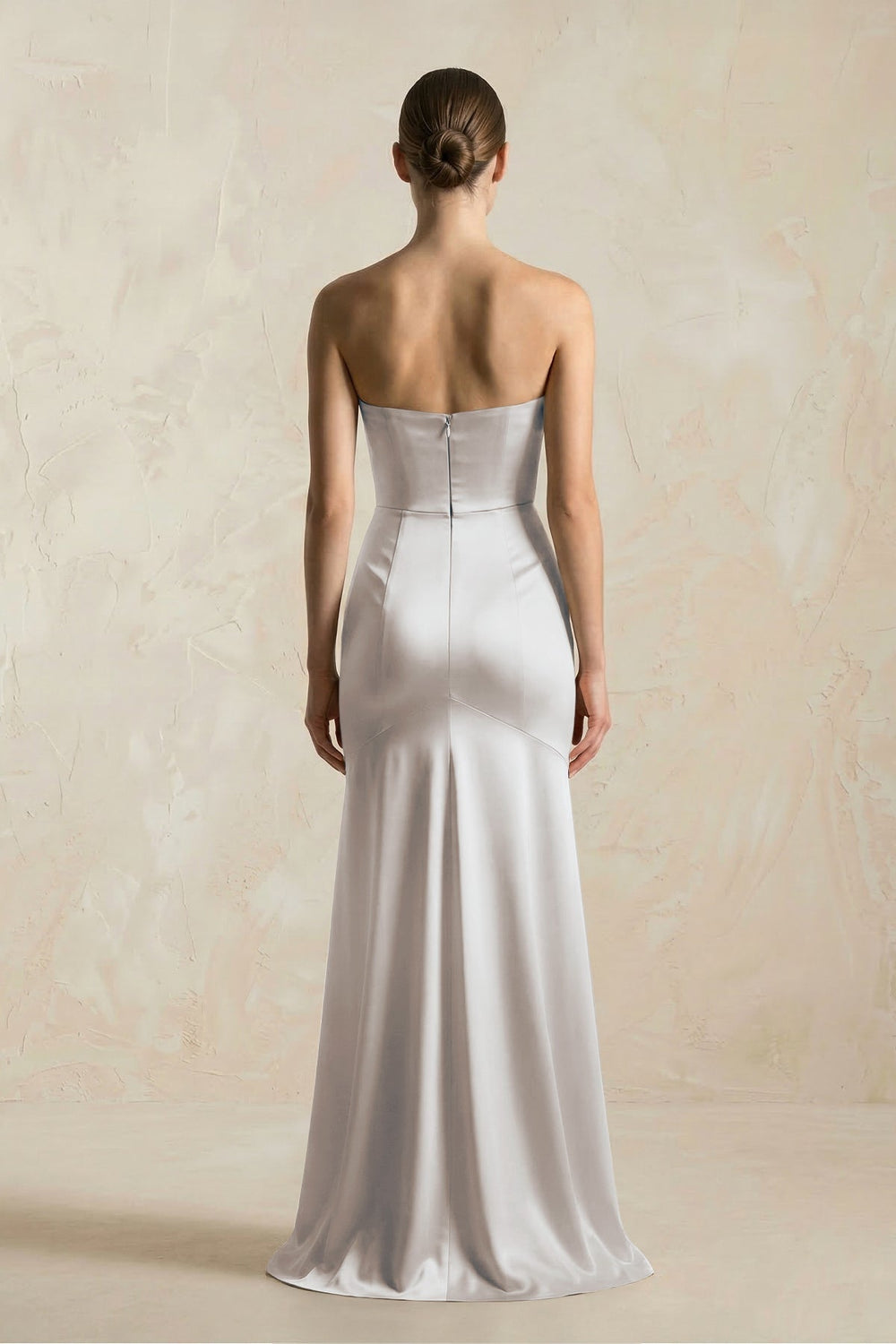Sheath Sweetheart Corset Satin Bridesmaid Dress in Frost