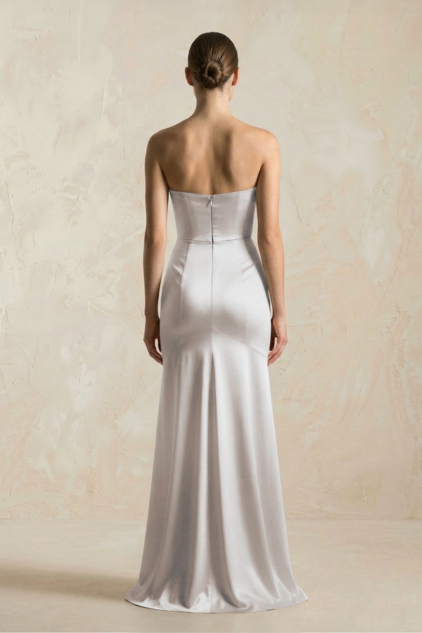 Sheath Sweetheart Corset Satin Bridesmaid Dress in Frost - KISS BRIDAL Bridesmaid Dresses