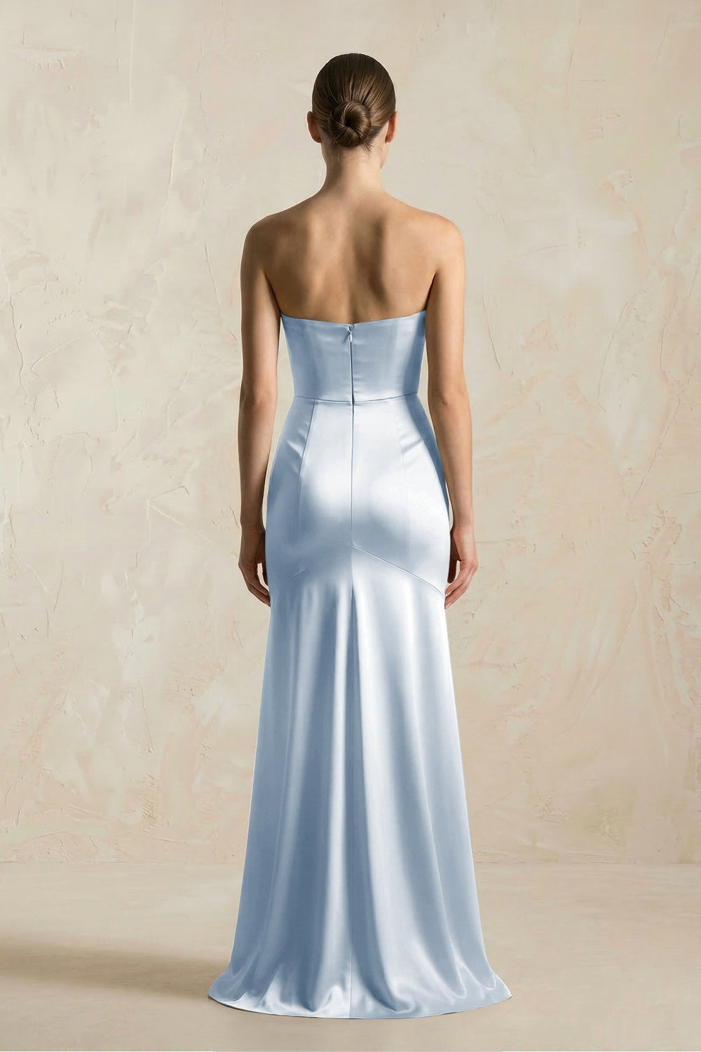 Sheath Sweetheart Corset Satin Bridesmaid Dress in Ice
