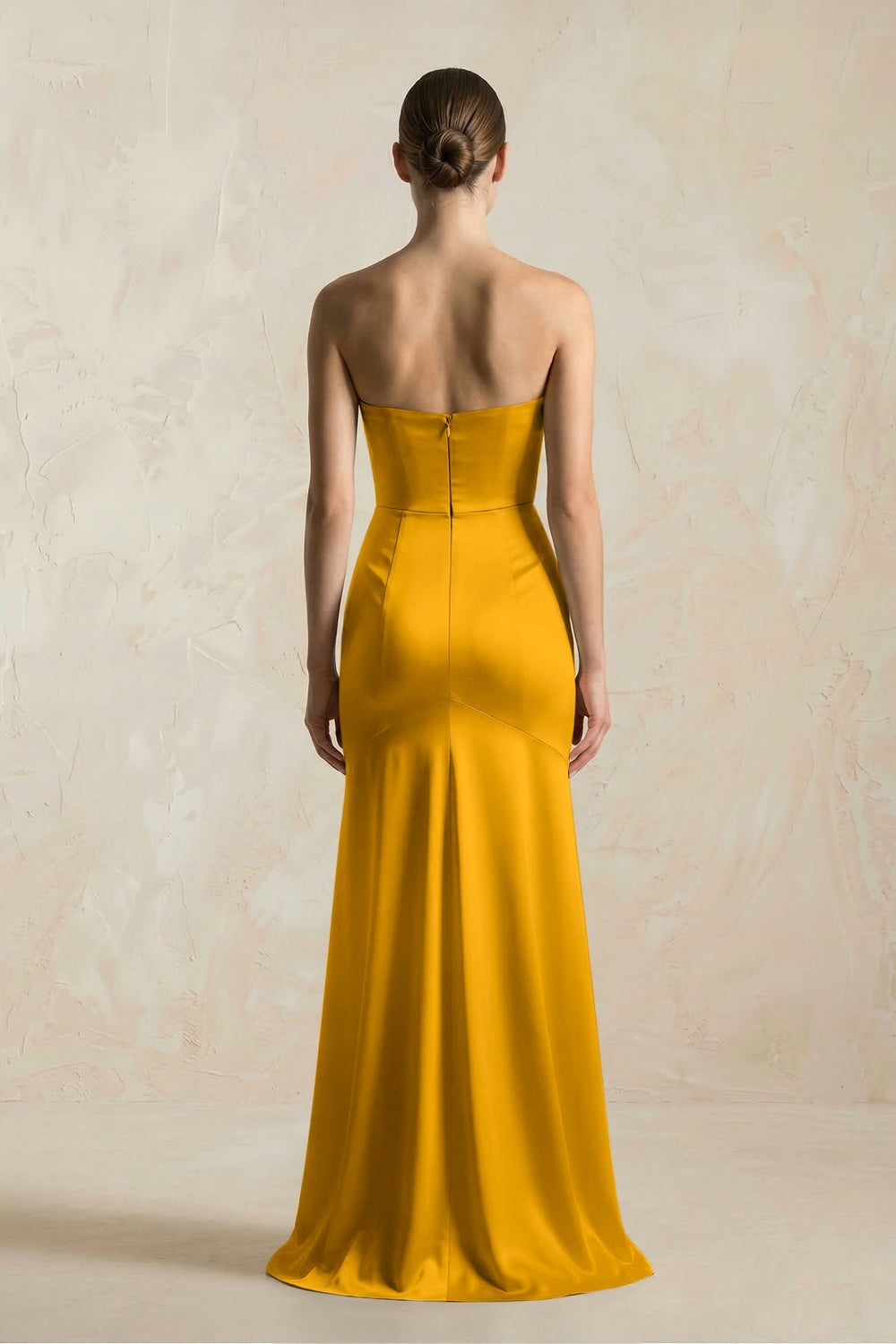 Sheath Sweetheart Corset Satin Bridesmaid Dress in Marigold