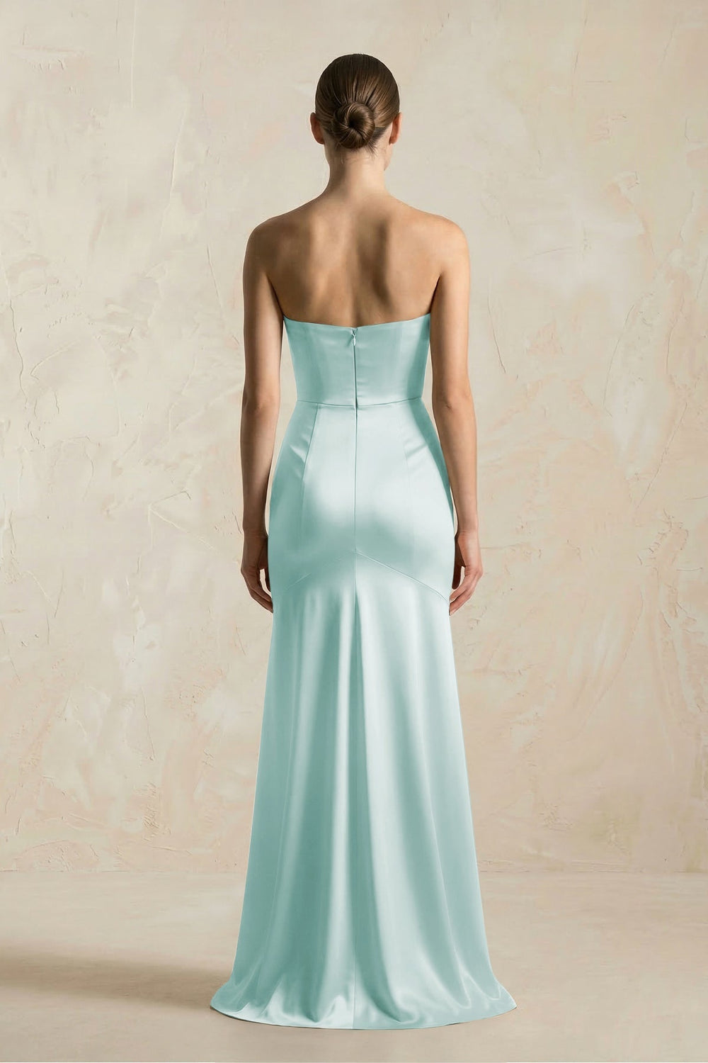 Sheath Sweetheart Corset Satin Bridesmaid Dress in Mist