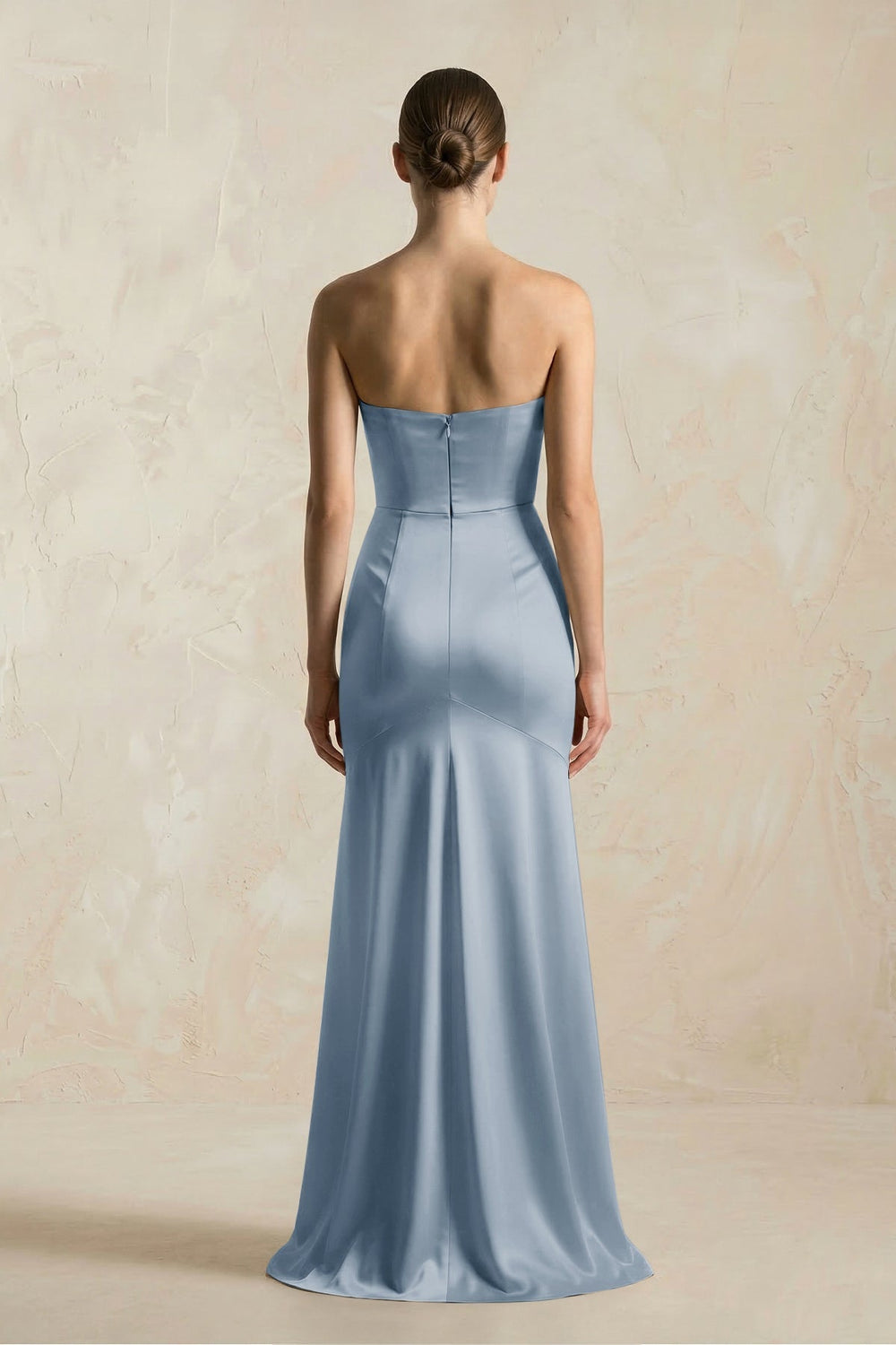 Sheath Sweetheart Corset Satin Bridesmaid Dress in Neptune