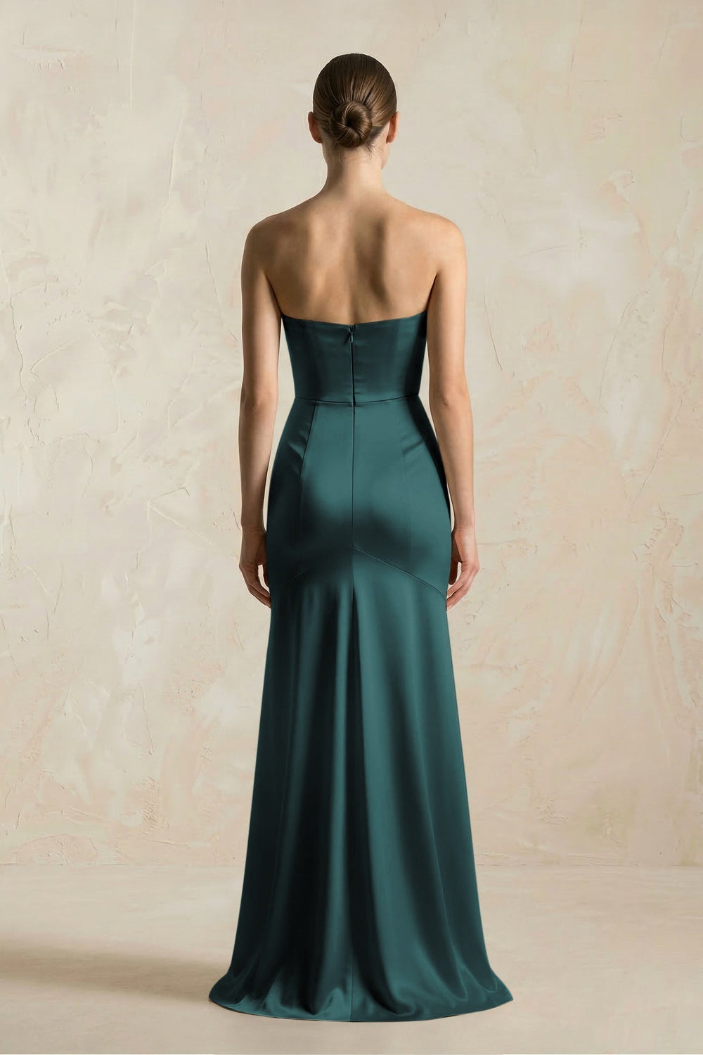 Sheath Sweetheart Corset Satin Bridesmaid Dress in Pine