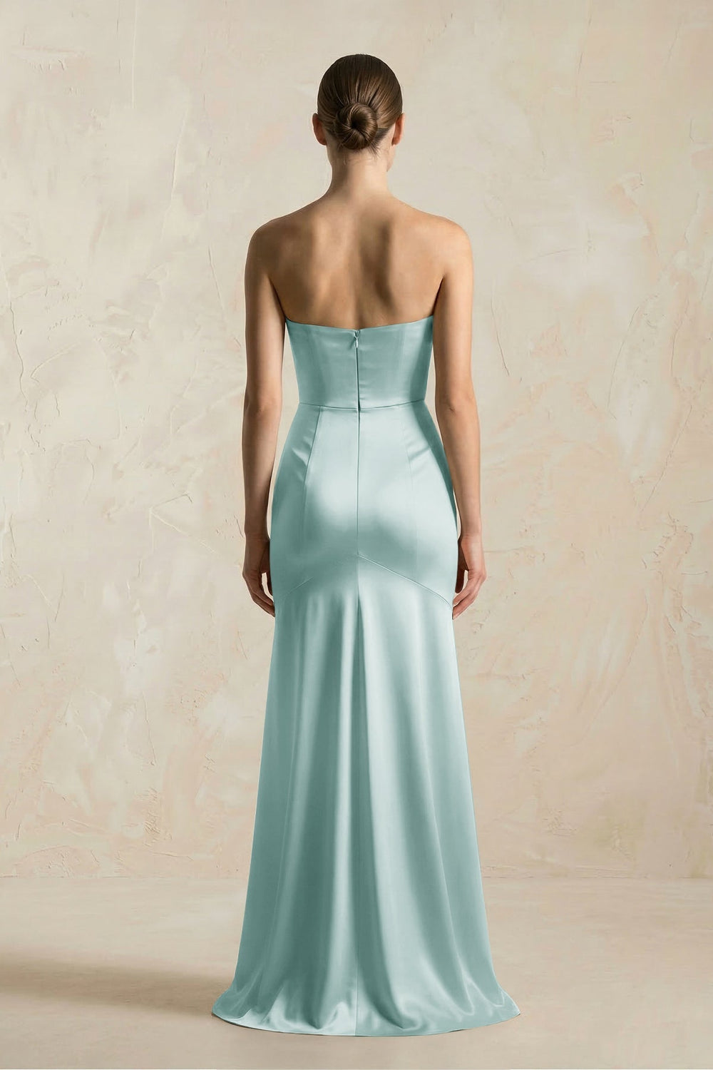 Sheath Sweetheart Corset Satin Bridesmaid Dress in Sage