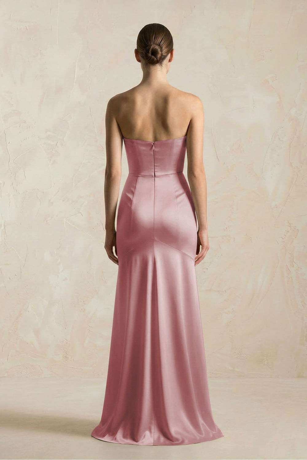 Sheath Sweetheart Corset Satin Bridesmaid Dress in Toffee