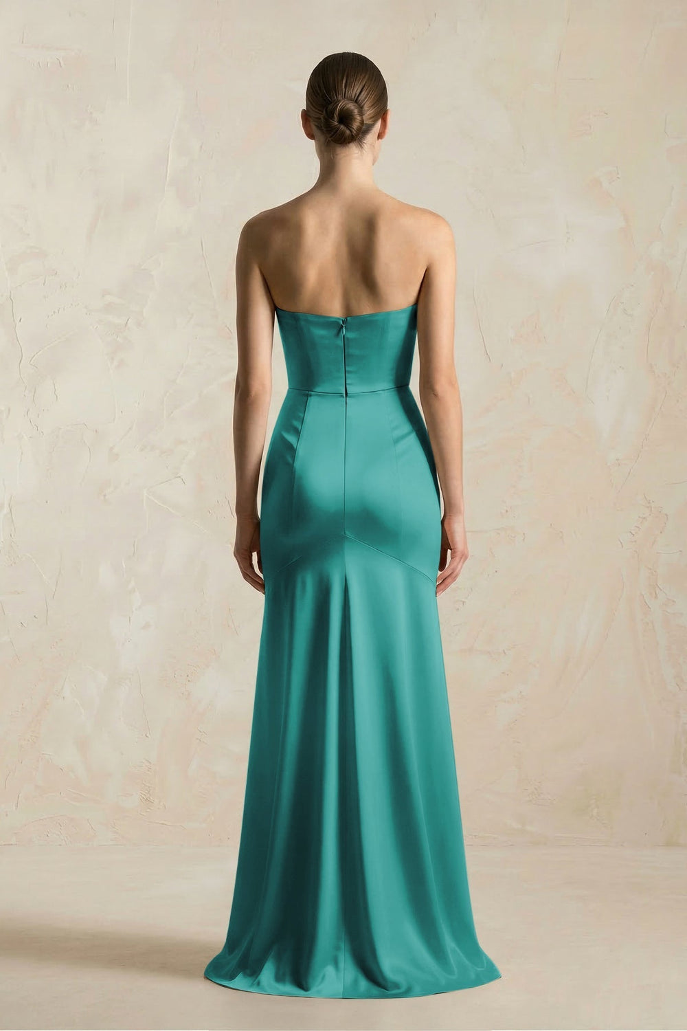 Sheath Sweetheart Corset Satin Bridesmaid Dress in Turquoise