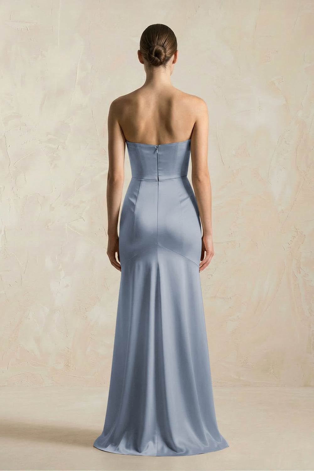 Sheath Sweetheart Corset Satin Bridesmaid Dress in Twilight