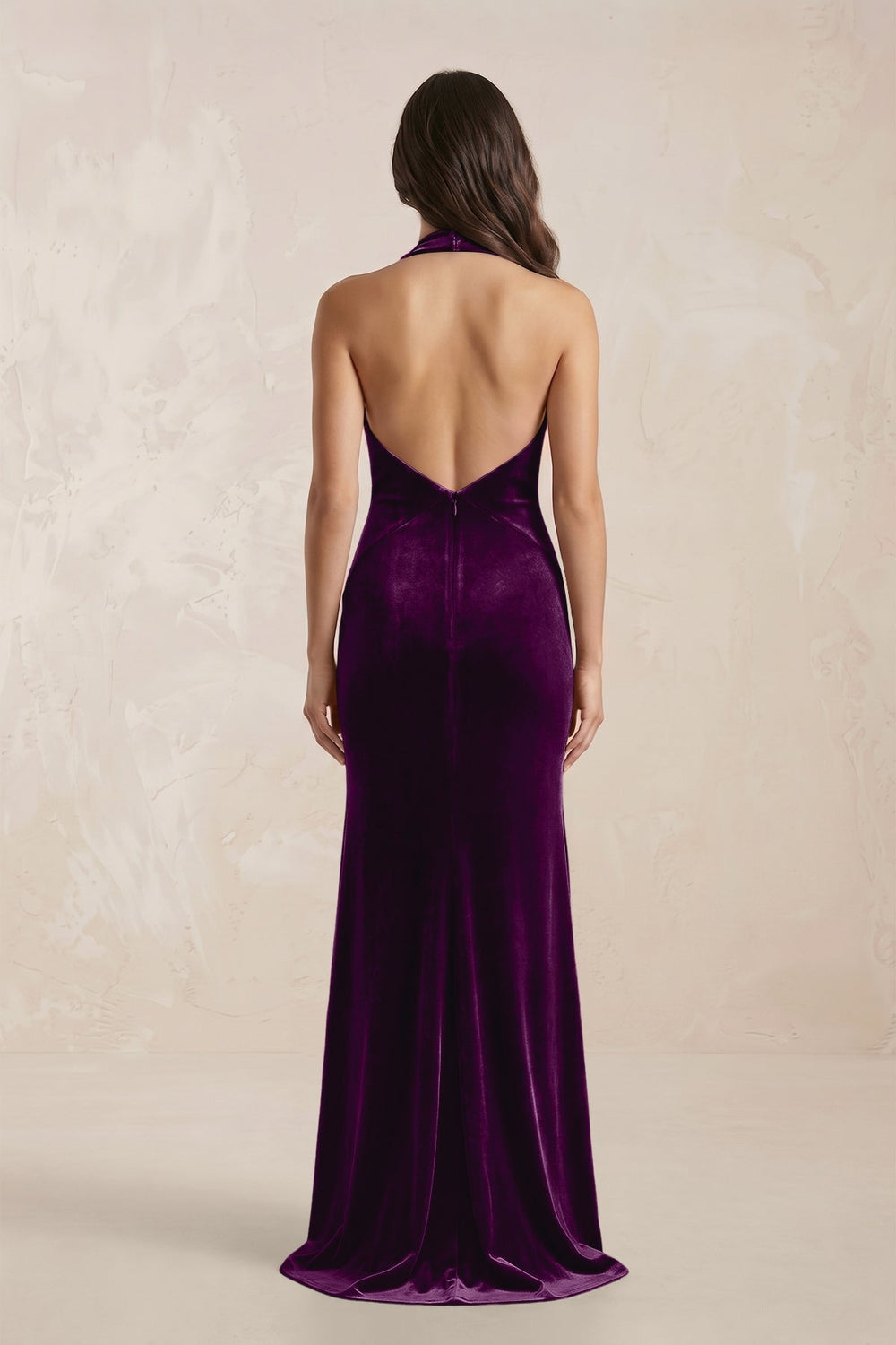 Sheath Velvet V-Neck Bridesmaid Dress in Amethyst