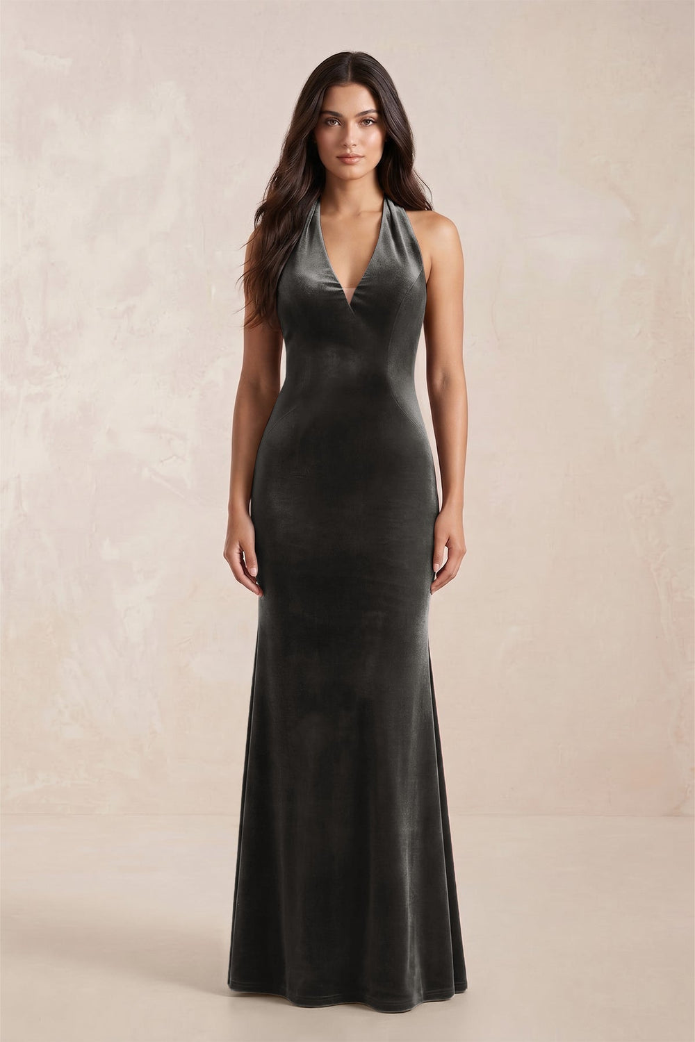 Sheath Velvet V-Neck Bridesmaid Dress in Frost