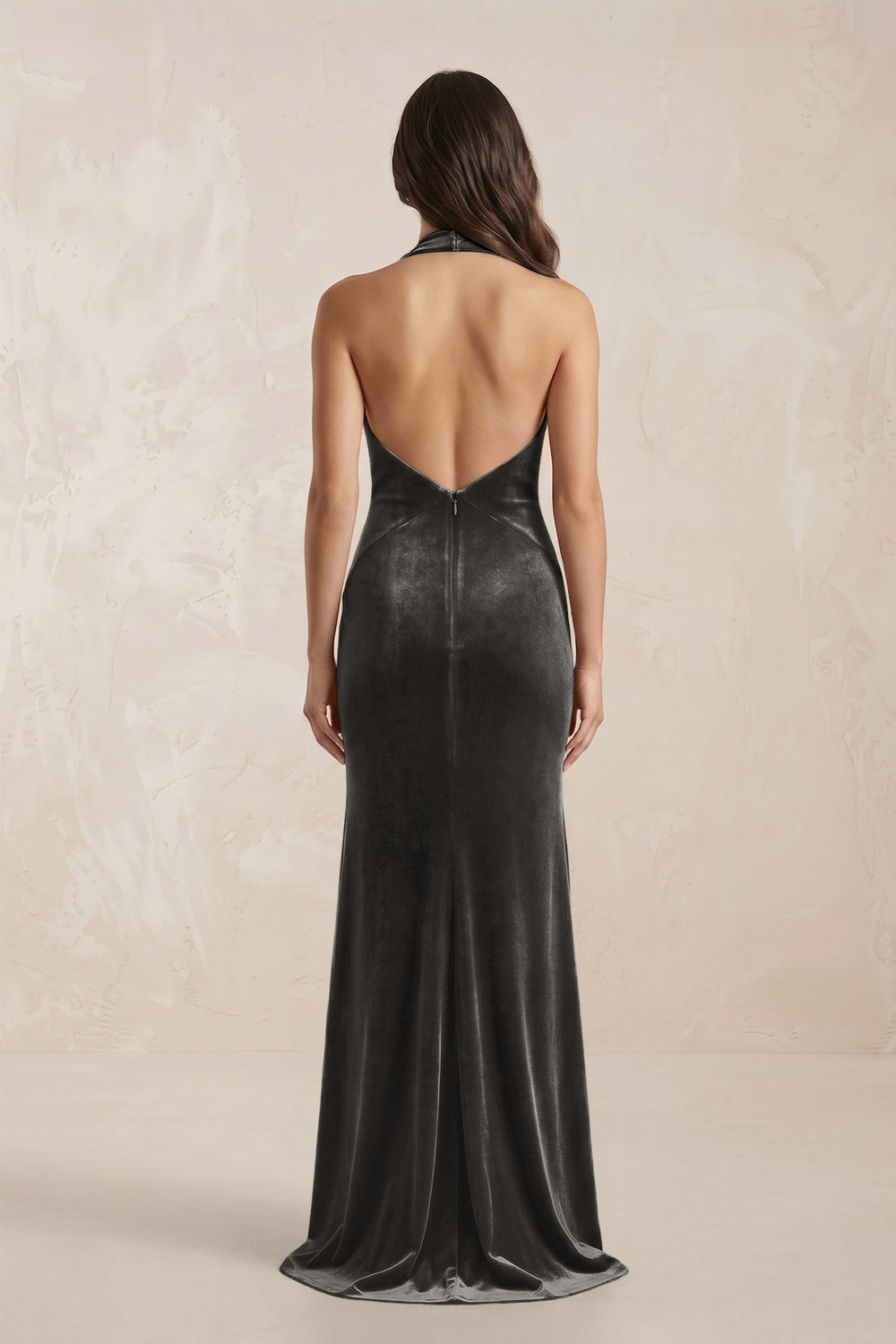 Sheath Velvet V-Neck Bridesmaid Dress in Frost
