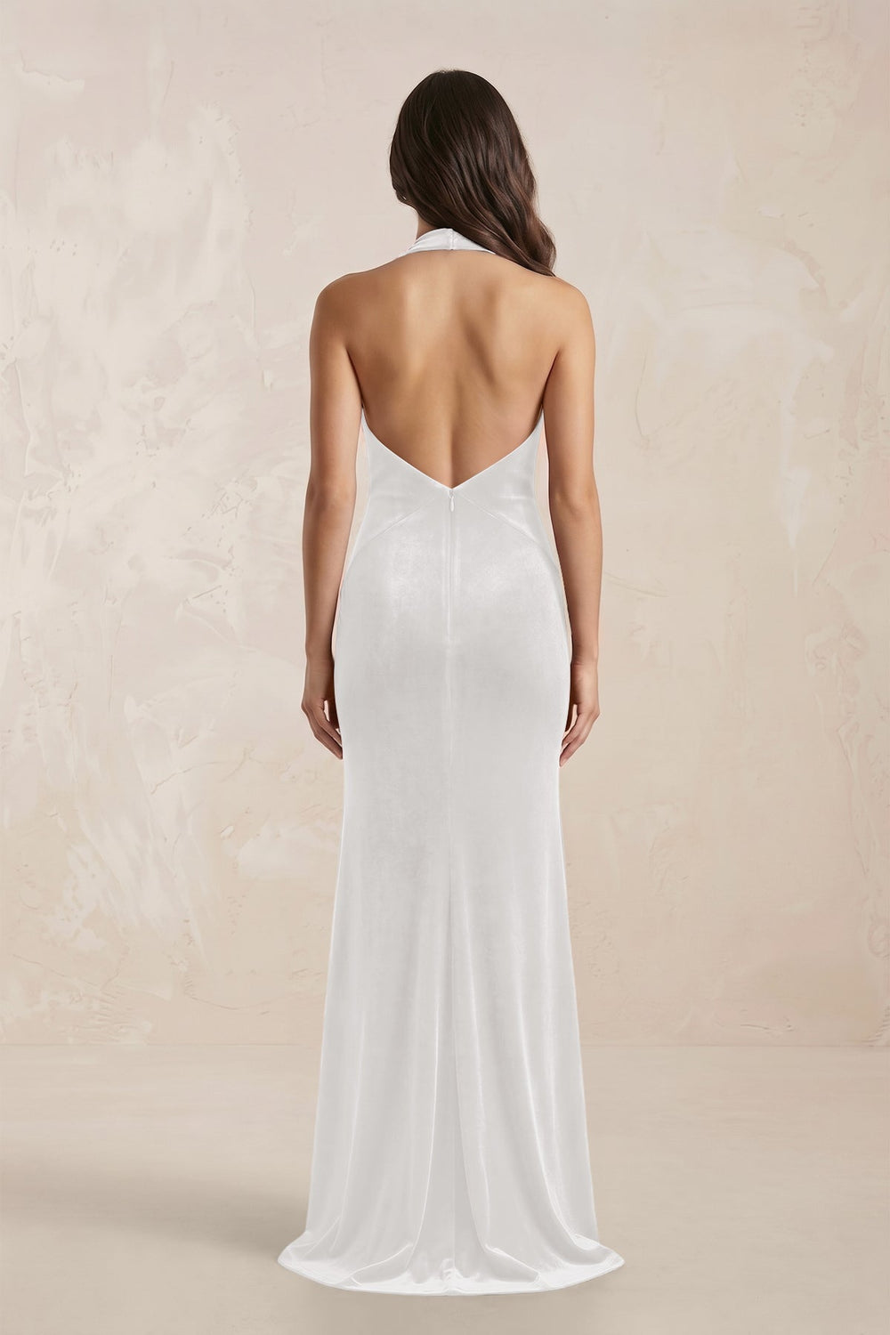 Sheath Velvet V-Neck Bridesmaid Dress in Ivory