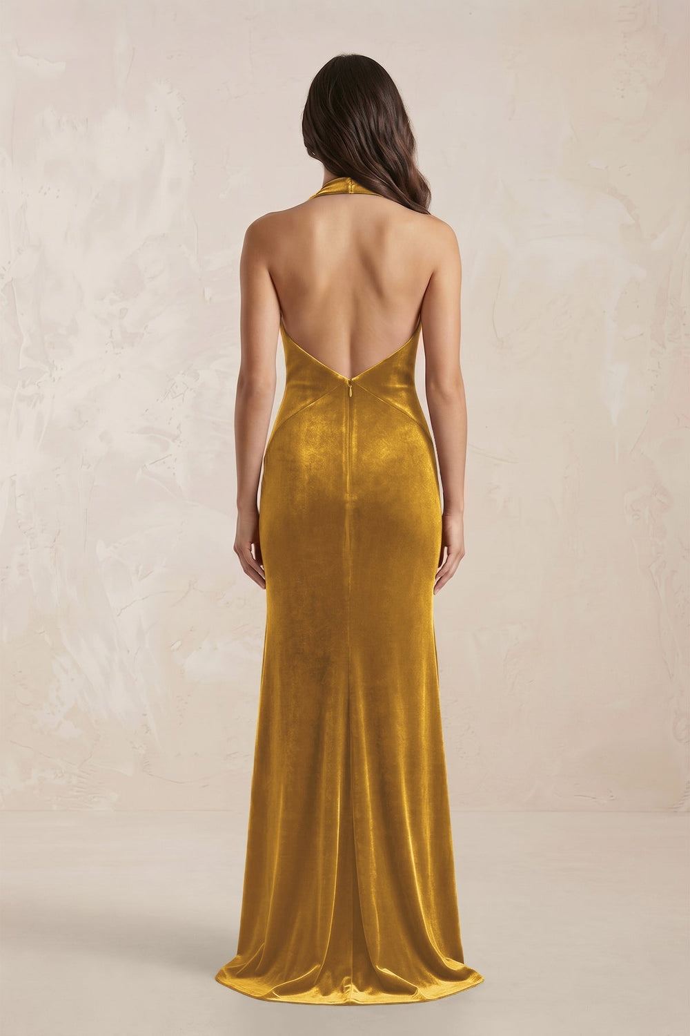 Sheath Velvet V-Neck Bridesmaid Dress in Marigold