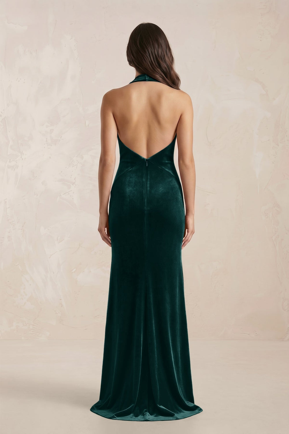 Sheath Velvet V-Neck Bridesmaid Dress in Pine