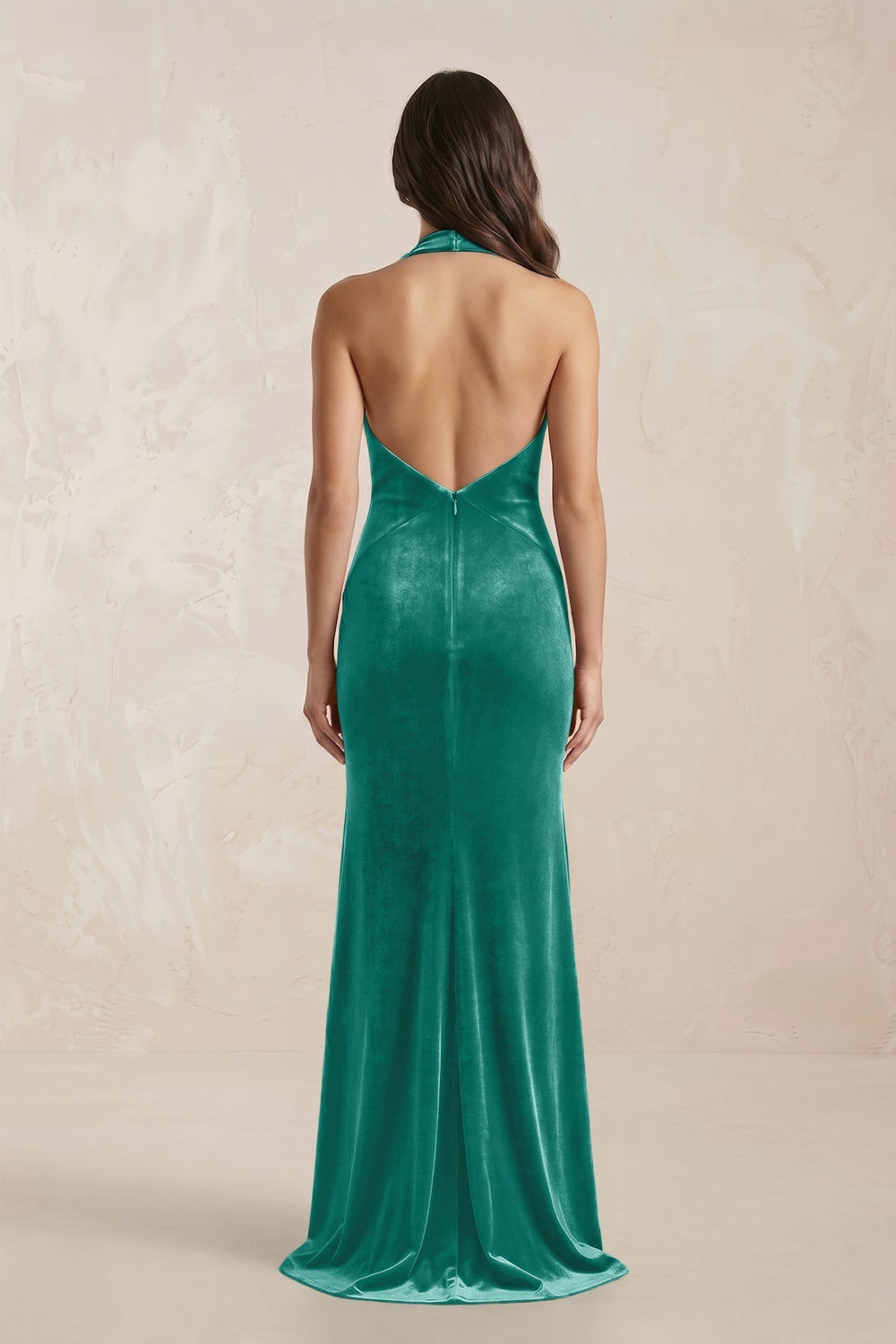 Sheath Velvet V-Neck Bridesmaid Dress in Turquoise