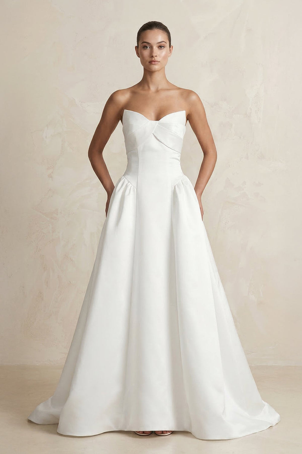 Simple Sweetheart Satin Ball Gown Wedding Dress in White