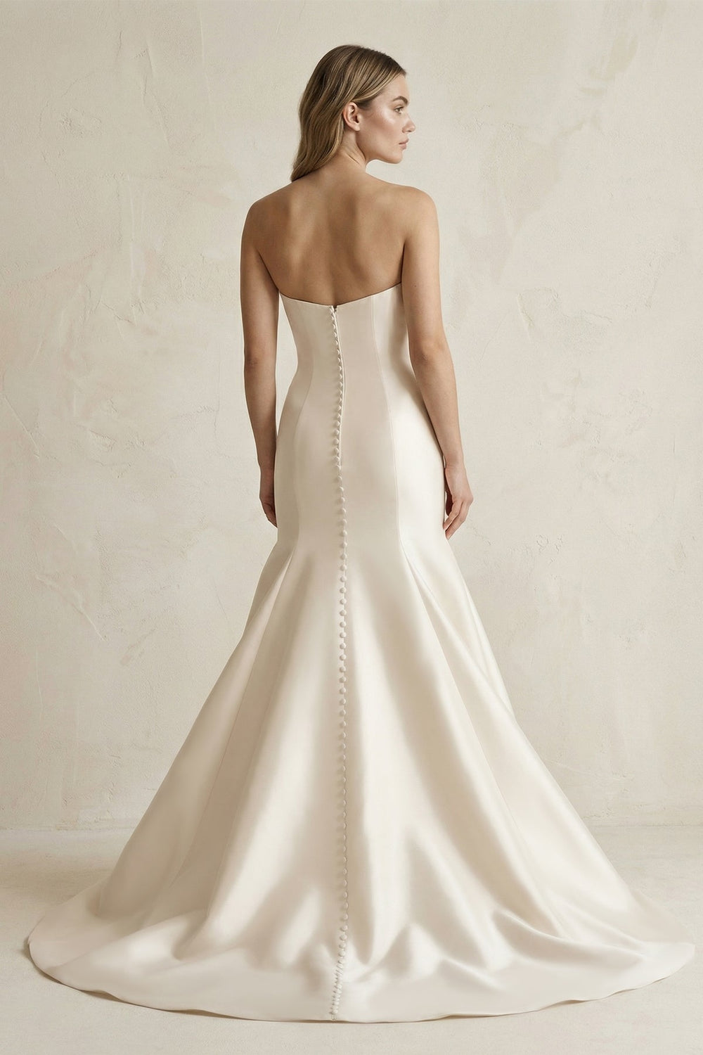 Simpled Strapless Mermaid Satin Wedding Dress in Ivory